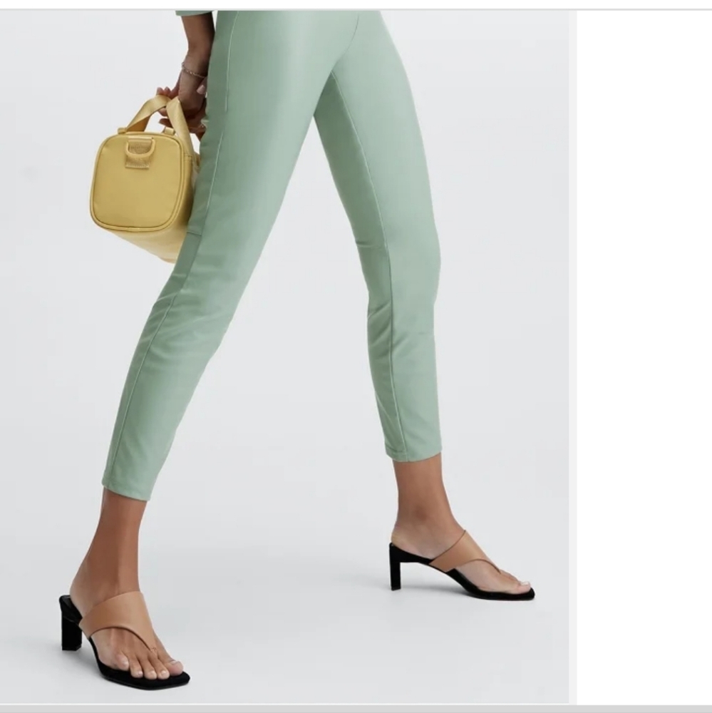 NWOT Vegan dusty green faux leather leggings